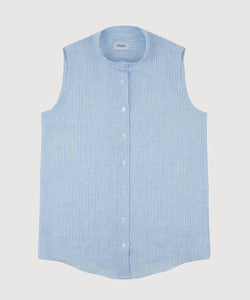 Sleeveless Linen Stripe Shirt