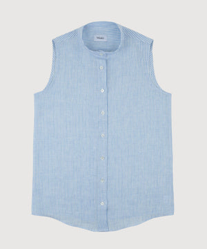 Sleeveless Linen Stripe Shirt