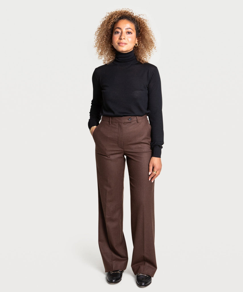 Wide Leg Flannel Trousers