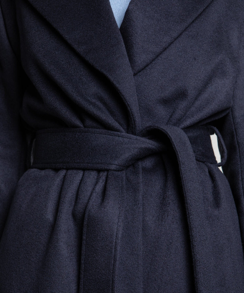 Mid-Length Cashmere Wrap Coat