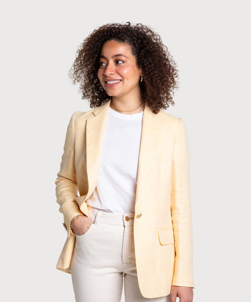 Relaxed Herringbone Linen Blazer