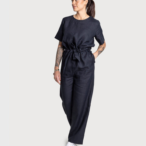 Short Sleeve Linen Overall