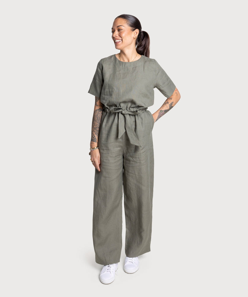 Short Sleeve Linen Overall