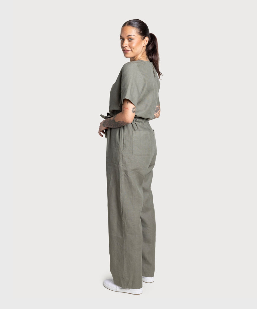 Short Sleeve Linen Overall