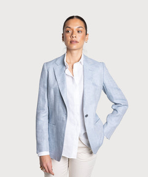 Relaxed Herringbone Linen Blazer