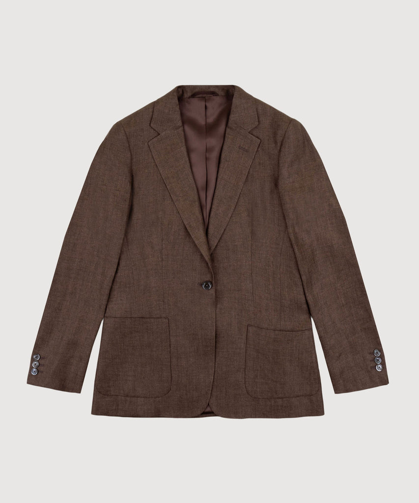 Relaxed Herringbone Linen Blazer