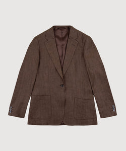 Relaxed Herringbone Linen Blazer