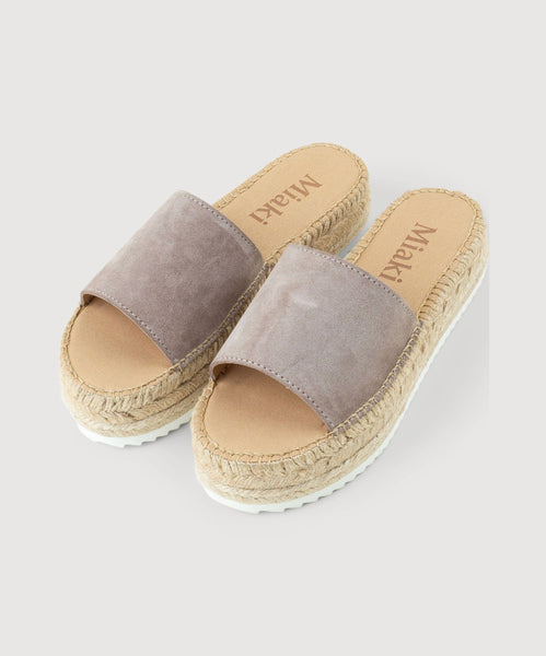 Suede Espadrille Plateau Slides