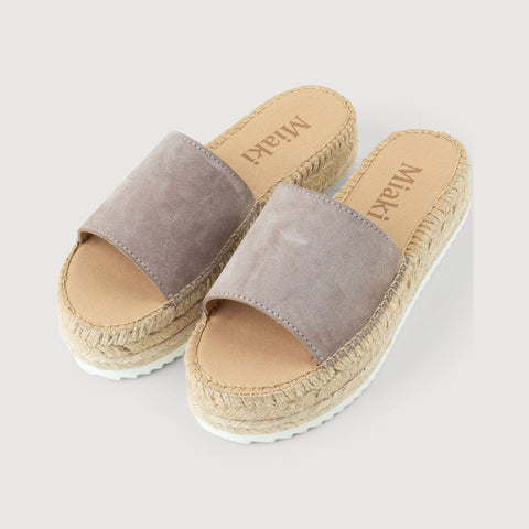 Suede Espadrille Plateau Slides