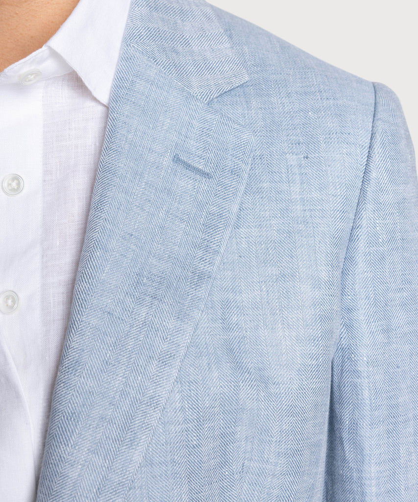 Relaxed Herringbone Linen Blazer