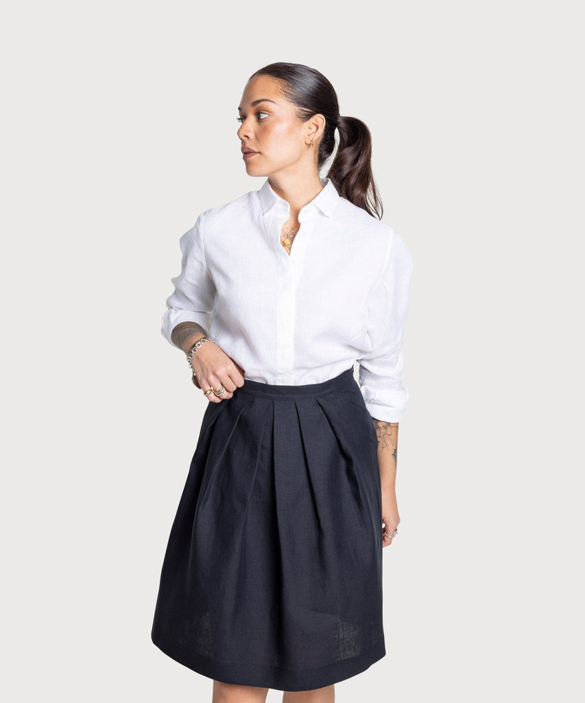 Pleated Linen Skirt