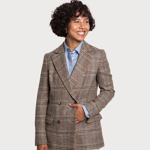 Double Breast Glencheck Blazer