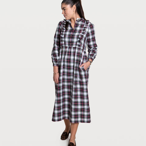 Long Checked Boheme Dress